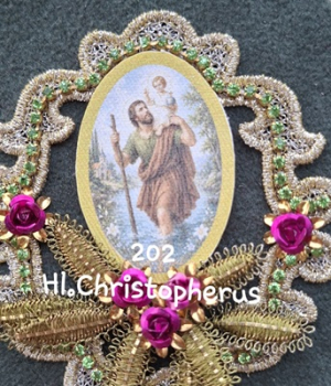 Heiligenbild  HB-CH-G202  Hl. Christopherus  (ohne Stickrand)  40x55mm