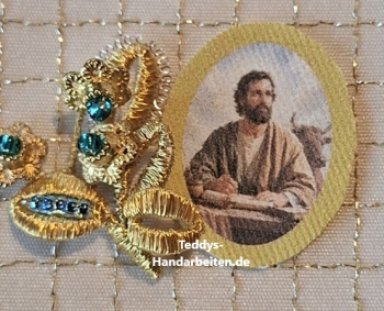 Heiligenbild  HB-CH-E402   Evangelist Lukas  ohne Goldrand  20x25mm