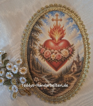 Heiligenbild  HB-CH-F445 Herz   mit Goldrand 75x105mm
