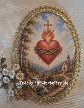 Heiligenbild  HB-CH-F444 Herz    mit Goldrand 75x105mm