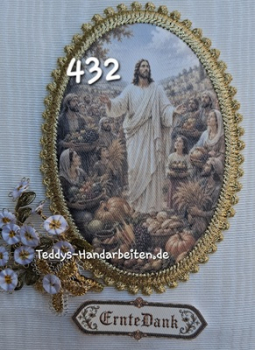 Heiligenbild  HB-CH-F432 ErnteDank   mit Goldrand 75x105mm