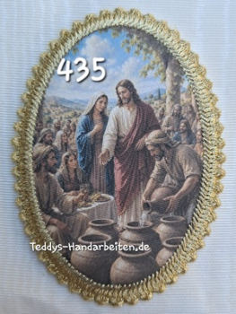 Heiligenbild  HB-CH-F435 Hochzeit zu Kana   mit Goldrand 75x105mm