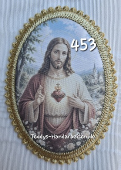 Heiligenbild  HB-CH-F453 Herz Jesu   mit Goldrand  75x105mm