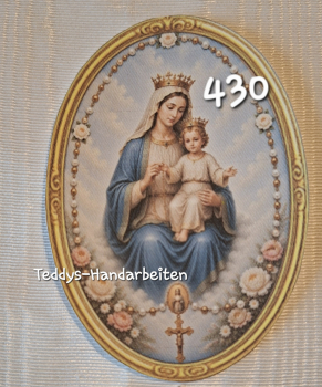 Heiligenbild  HB-CH-F430 Rosenkranzkönigin    mit Goldrand 75x105mm
