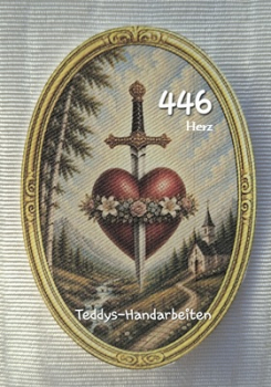 Heiligenbild  HB-CH-F446  Herz m. Blütenkranz  (ohne Stickrand)  70x100mm