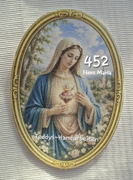 Heiligenbild  HB-CH-F452 Herz Maria  (ohne Stickrand)  70x100mm
