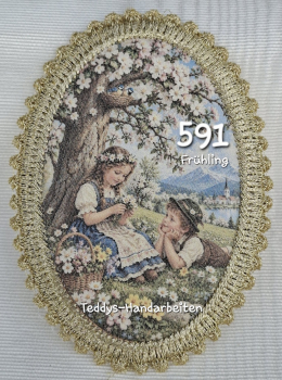 Heiligenbild  HB-CH-F591 Frühling  mit Goldrand 75x105mm