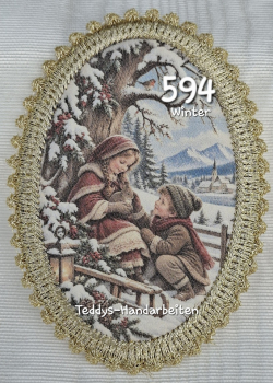 Heiligenbild  HB-CH-F594  Winter mit Goldrand  75x105mm