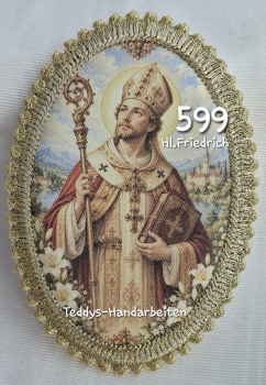 Heiligenbild  HB-CH-F599 Hl. Friedrich    mit Goldrand  75x105mm