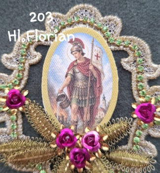 Heiligenbild  HB-CH-G203  Hl. Florian  (ohne Stickrand)  40x55mm