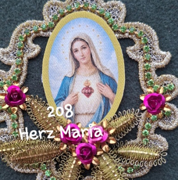 Heiligenbild  HB-CH-G208  Herz Maria  (ohne Stickrand)  40x55mm