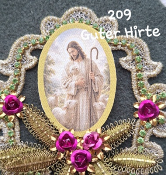 Heiligenbild  HB-CH-G209  Guter Hirte  (ohne Stickrand)  40x55mm