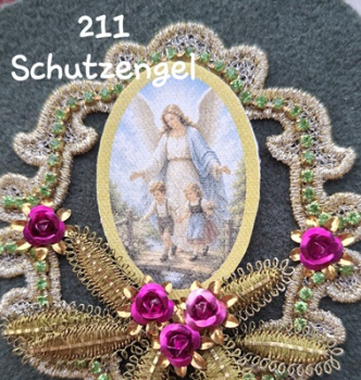 Heiligenbild  HB-CH-G211   Schutzengel  (ohne Stickrand)  40x55mm