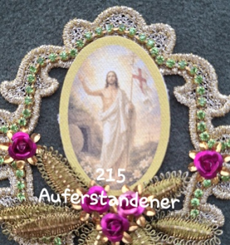 Heiligenbild  HB-CH-G215  Auferstandene  (ohne Stickrand)  40x55mm