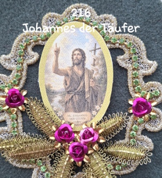 Heiligenbild  HB-CH-G216  Johannes der Täufer  (ohne Stickrand)  40x55mm