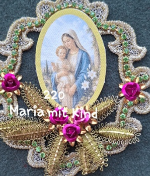 Heiligenbild  HB-CH-G220  Maria mit Kind  (ohne Stickrand)  40x55mm