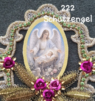 Heiligenbild  HB-CH-G222  Schutzengel  (ohne Stickrand)  40x55mm