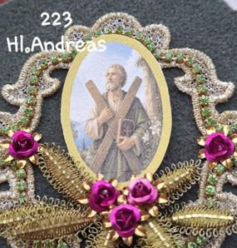 Heiligenbild  HB-CH-G223  Hl. Andreas  (ohne Stickrand)  40x55mm