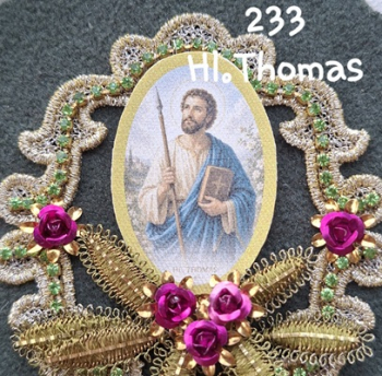 Heiligenbild  HB-CH-G233  Hl. Thomas  (ohne Stickrand)  40x55mm