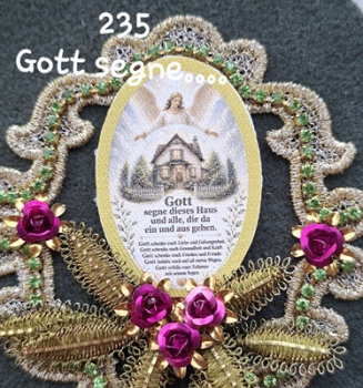 Heiligenbild  HB-CH-G235  Herr segne dieses Haus  (ohne Stickrand)  40x55mm