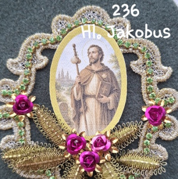 Heiligenbild  HB-CH-G236  Hl. Jakobus (ohne Stickrand)  40x55mm