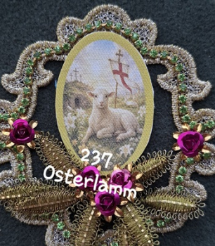 Heiligenbild  HB-CH-G237  Osterlamm  (ohne Stickrand)  40x55mm
