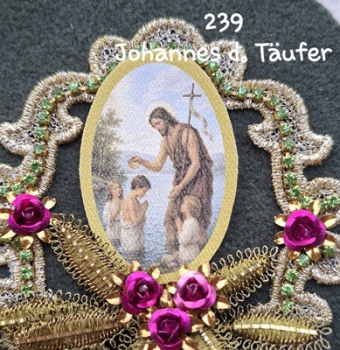 Heiligenbild  HB-CH-G239  Johannes der Täufer  (ohne Stickrand)  40x55mm