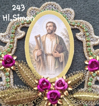 Heiligenbild  HB-CH-G243   Hl. Simon  (ohne Stickrand)  40x55mm