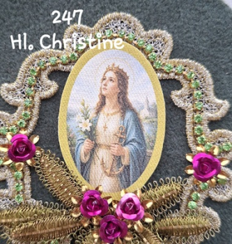 Heiligenbild  HB-CH-G247  Hl. Christine  (ohne Stickrand)  40x55mm