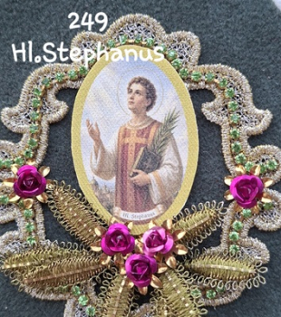 Heiligenbild  HB-CH-G249  Hl. Stephanus  (ohne Stickrand)  40x55mm