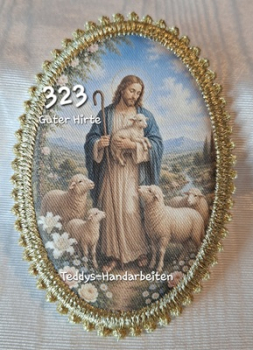 Heiligenbild  HB-CH-F323 Guter Hirte    mit Goldrand 75x105mm