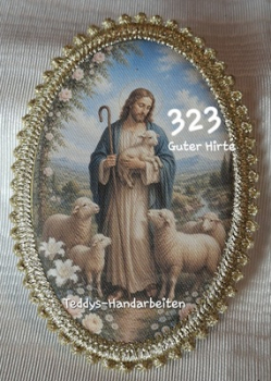 Heiligenbild  HB-CH-D323 Guter Hirte  mit Goldrand  65x85mm
