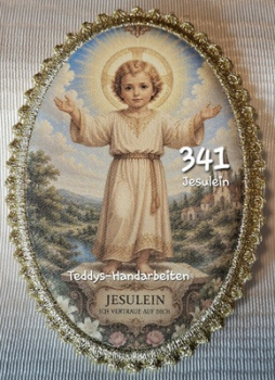 Heiligenbild  HB-CH-D341 Jesulein   mit Goldrand  65x85mm