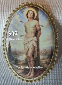 Heiligenbild  HB-CH-D342 Hl. Sebastian  mit Goldrand  65x85mm