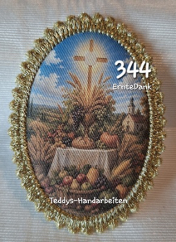 Heiligenbild  HB-CH-F344  Ernte Dank   mit Goldrand 75x105mm
