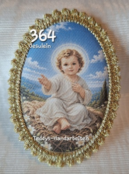 Heiligenbild  HB-CH-F364 Jesulein   mit Goldrand  75x105mm