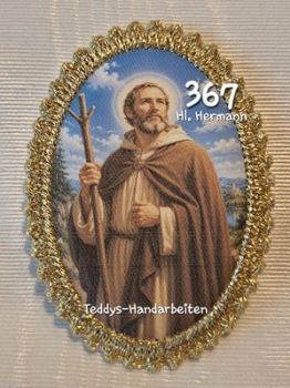 Heiligenbild  HB-CH-F367 Hl. Hermann  mit Goldrand 75x105mm