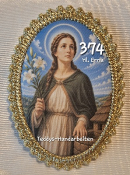Heiligenbild  HB-CH-F374 Hl. Erna   mit Goldrand 75x105mm