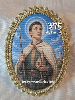 Heiligenbild  HB-CH-F375 Hl. Edmund   mit Goldrand 75x105mm