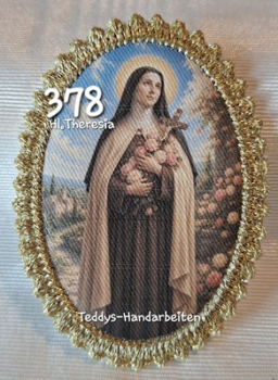 Heiligenbild  HB-CH-F378 Hl. Theresia   mit Goldrand 75x105mm