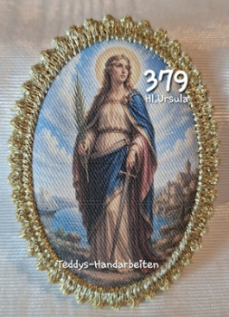 Heiligenbild  HB-CH-F379 Hl. Ursula    mit Goldrand 75x105mm