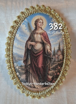 Heiligenbild  HB-CH-F382 Hl. Victoria   mit Goldrand 75x105mm