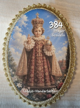 Heiligenbild  HB-CH-D384 Prager Jesulein   mit Goldrand 65x85mm