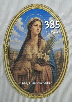 Heiligenbild  HB-CH-F385 Hl. Agnes  (ohne Stickrand)  70x100mm