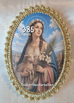 Heiligenbild  HB-CH-F385 Hl. Agnes   mit Goldrand 75x105mm