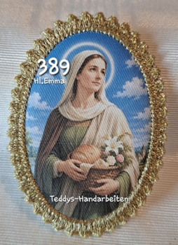 Heiligenbild  HB-CH-F389 Hl. Emma  mit Goldrand 75x105mm