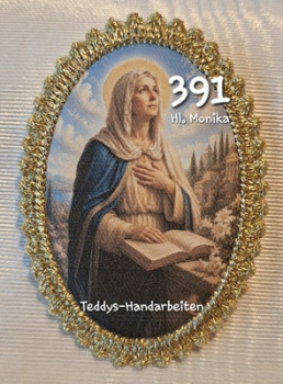 Heiligenbild  HB-CH-F391 Hl. Monika   mit Goldrand 75x105mm