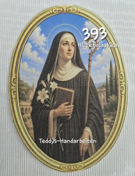 Heiligenbild  HB-CH-F393 Scholastika  (ohne Stickrand)  70x100mm