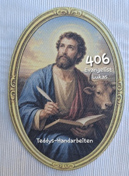 Heiligenbild  HB-CH-D406 Evangelist Lukas   (ohne Stickrand)  60x85mm