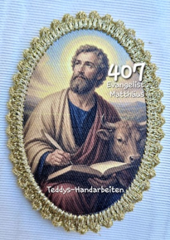 Heiligenbild  HB-CH-F407  Evangelist Matthäus   mit Goldrand 75x105mm